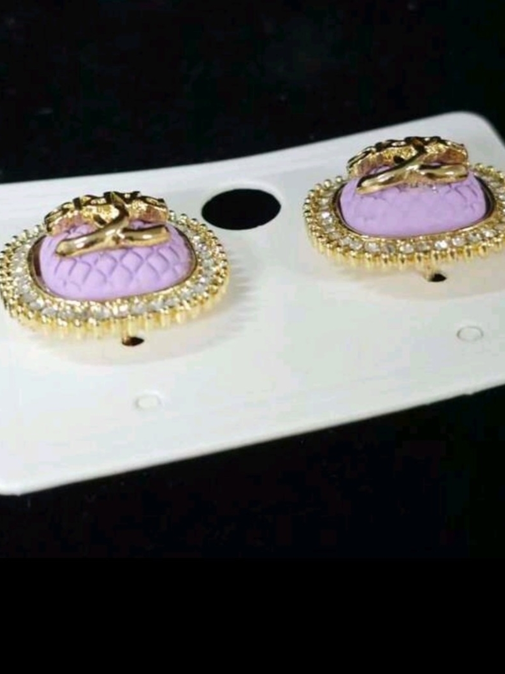 C.C. Boutique Lavender Gold Stud Earrings